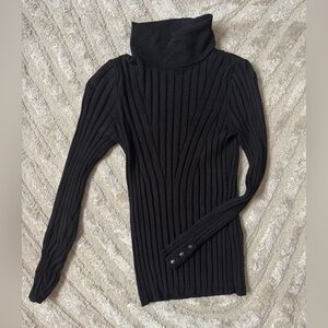 White House Black Market Black Ribbed Turtle Neck Sweater